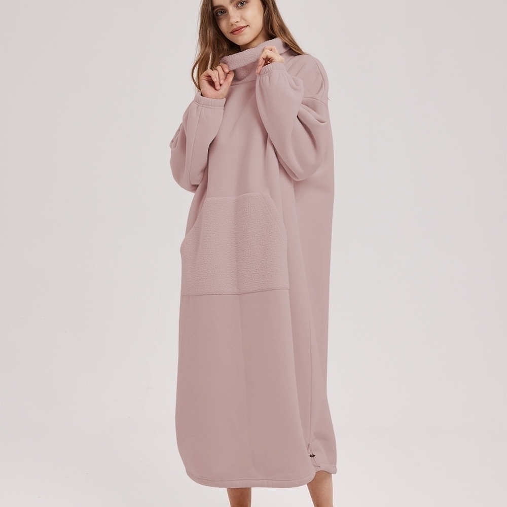 nap Oversized Fleece Knit Dress in Silver Pink size XS NWT